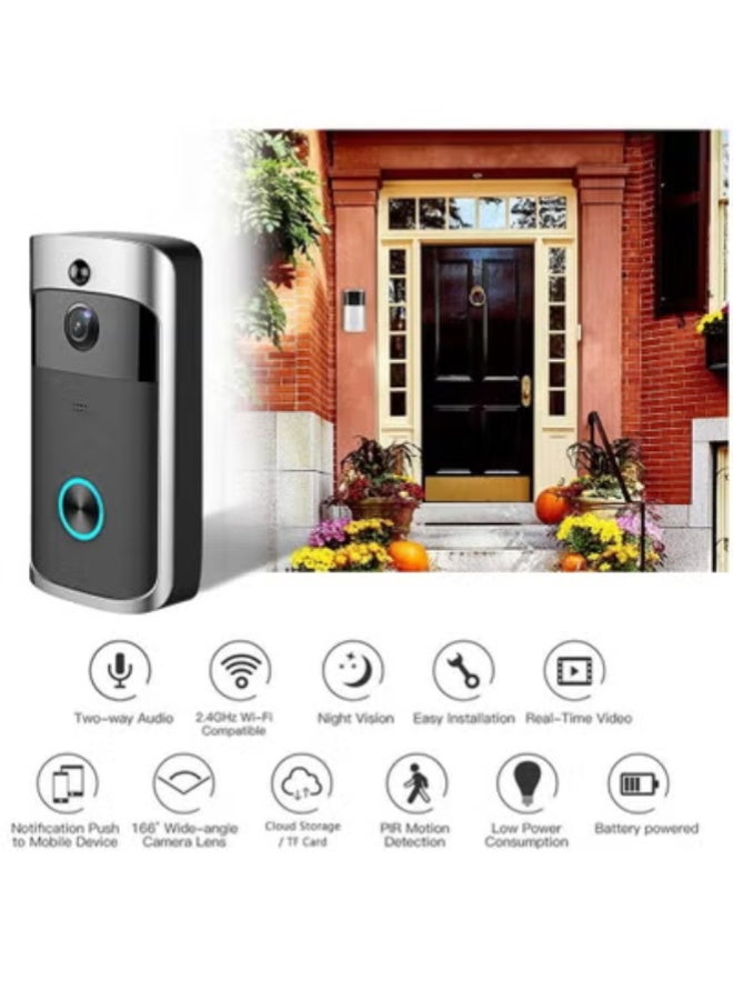 Wireless Smart Video Doorbell – 720P HD Camera, PIR Motion Detection, Night Vision, Two-Way Audio, WiFi Door Bell with Cloud & TF Card Storage - Image 1