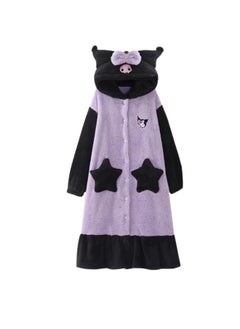 Sanrio Cute Sanrio Kuromi Fleece Pajama Robe – Cozy Homewear Dress for Women  - Image 1