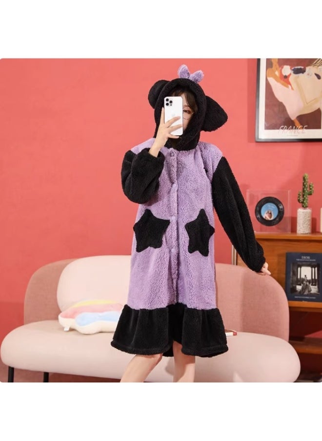 سانريو رداء بيجامة صوف لطيف من سانريو كورومي - فستان منزلي مريح للنساء  - Image 2