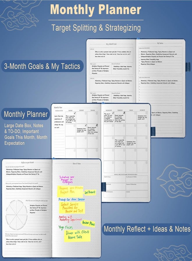 Toplive Undated Weekly & Monthly Planner, A5 Goals Planner PU Leather Organizer Notebook, Increase Productivity, Goals & Habits Tracker Journal Agenda Book Planner, Create A Legendary Life, Blue - Image 4