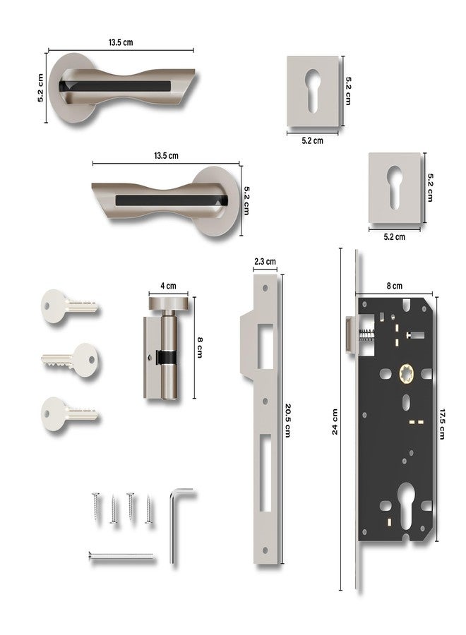 GRIVAN Heavy-Duty Brass Mortise Door Lock Set | Main Door Lock for Home, Office & Bedroom with 2 Years Warranty- (Satin Finish) - Image 5
