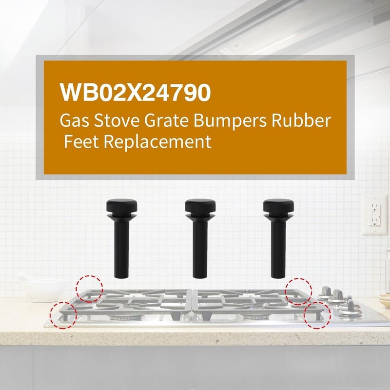 HenSinTc 10 Pack WB02X24790 Gas Stove Grate Bumpers Rubber Feet Compatible with GE Range Burner Cafe Stove Top Cooktop, Black Grates Rubber Foot Pads Replacement Parts - Image 4