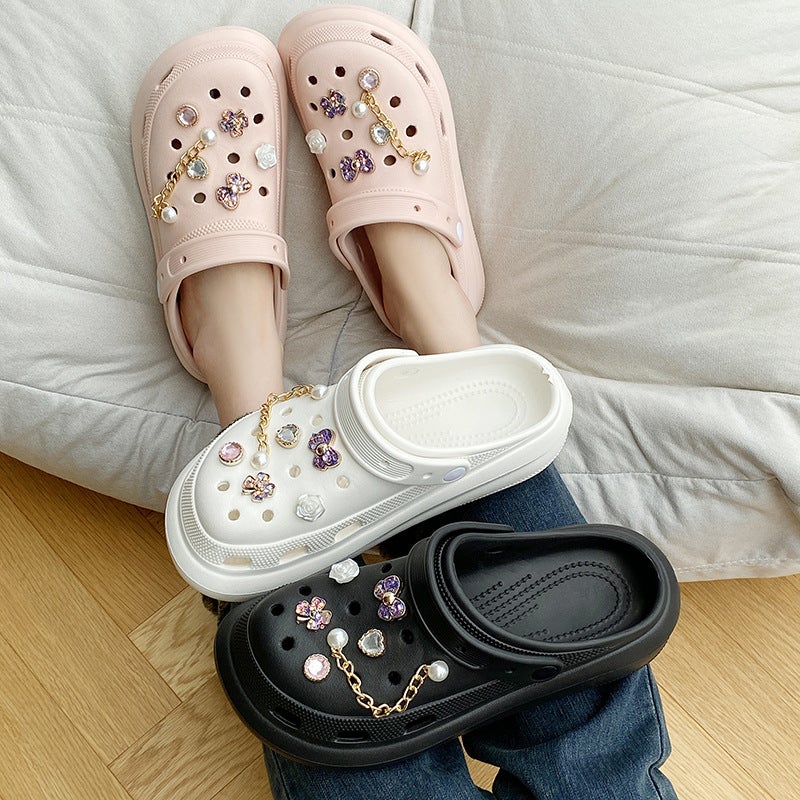 2023 New Eva Thick-Soled Children'S Hole Shoes Summer Garden Shoes Height Increasing Diy Sandals Beach Shoes Parent-Child Slippers - Image 3