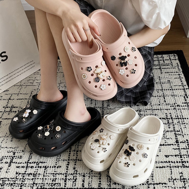 2023 New Eva Thick-Soled Children'S Hole Shoes Summer Garden Shoes Height Increasing Diy Sandals Beach Shoes Parent-Child Slippers - Image 4