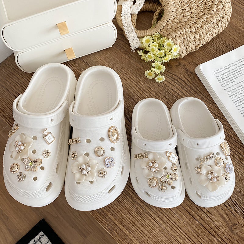 2023 New Eva Thick-Soled Children'S Hole Shoes Summer Garden Shoes Height Increasing Diy Sandals Beach Shoes Parent-Child Slippers - Image 2