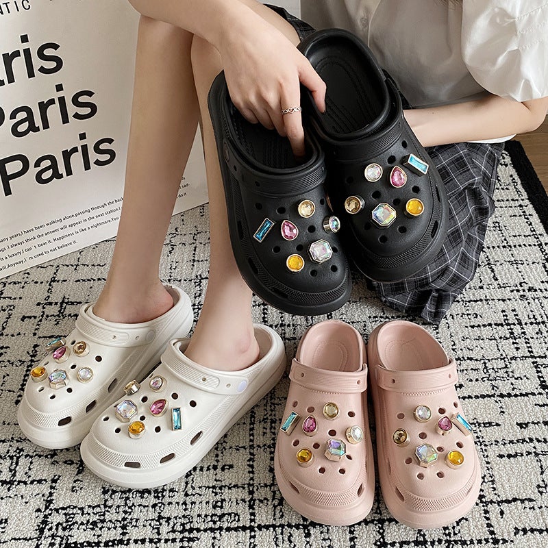 2023 New Eva Thick-Soled Children'S Hole Shoes Summer Garden Shoes Height Increasing Diy Sandals Beach Shoes Parent-Child Slippers - Image 5