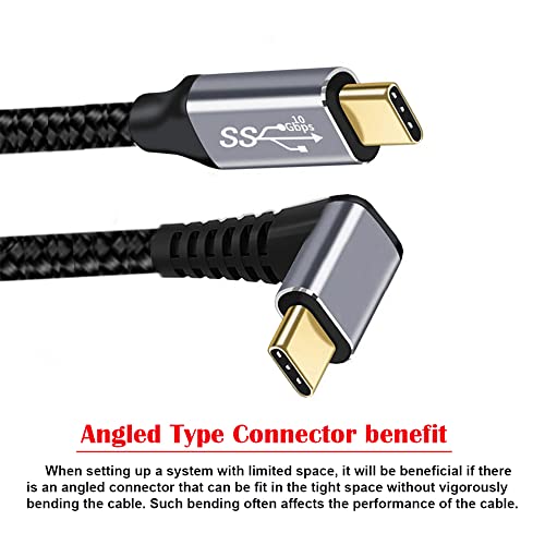 NFHK 90 Degree Up Down Angled TypeC USBC Male to Male USB31 10Gbps 100W Data Cable for Laptop Phone 100CM - Image 3