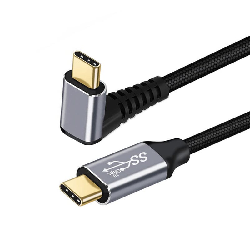 NFHK 90 Degree Up Down Angled TypeC USBC Male to Male USB31 10Gbps 100W Data Cable for Laptop Phone 100CM - Image 2