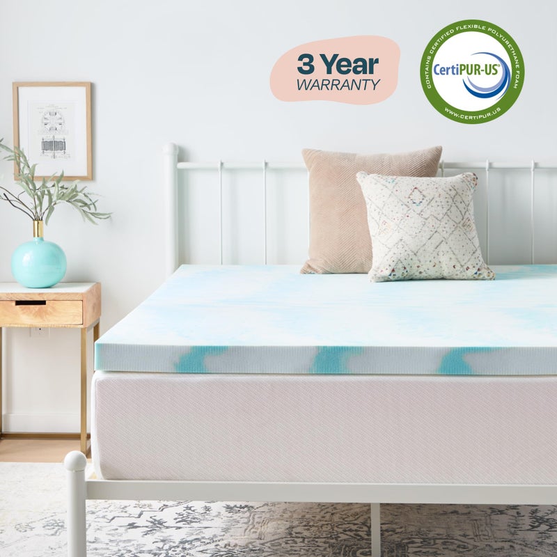 Linenspa 3 Inch Swirl Gel Memory Foam Mattress Topper, Full Size â€“ Cooling Gel Infused, Ventilation Holes â€“ Pressure Relieving Bed Topper â€“ CertiPUR Certified - Image 5