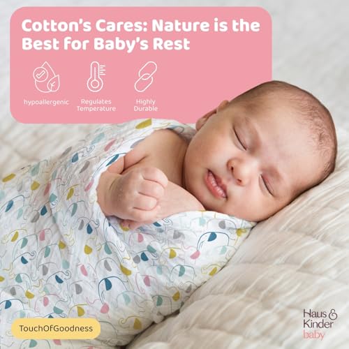 haus & kinder 100% Cotton Muslin Swaddle Wrap for New Born Baby | Pack of 5 (100×100 cm) | Baby Blanket & Swaddles for Newborn | Eleflora Collection - Image 3