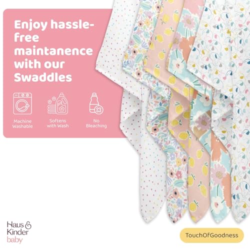 haus & kinder 100% Cotton Muslin Swaddle Wrap for New Born Baby | Pack of 5 (100×100 cm) | Baby Blanket & Swaddles for Newborn | Eleflora Collection - Image 5