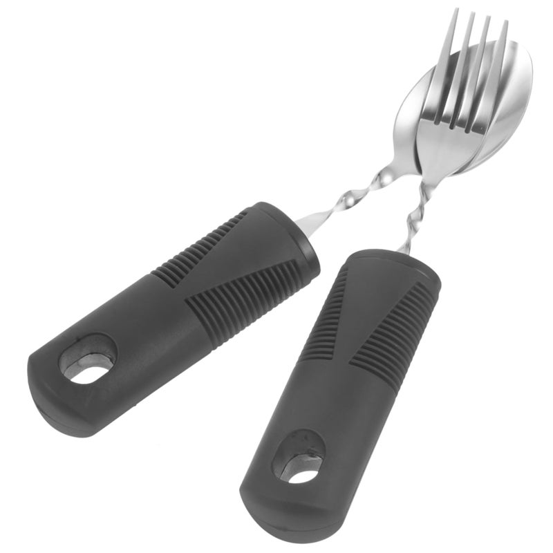 Adaptive Utensils Set Ergonomic Slip Resistant Handle Lightweight Portable for Elderly Disabled - Image 2