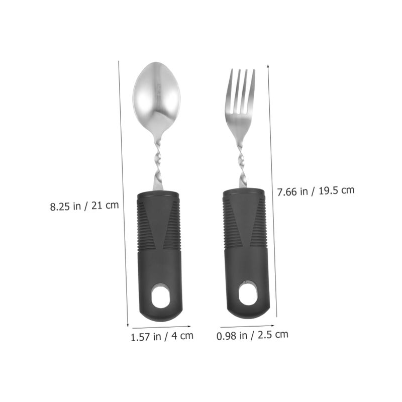 Adaptive Utensils Set Ergonomic Slip Resistant Handle Lightweight Portable for Elderly Disabled - Image 3
