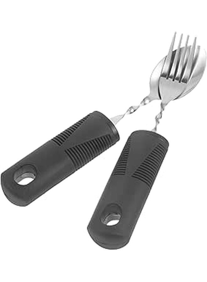 Adaptive Utensils Set Ergonomic Slip Resistant Handle Lightweight Portable for Elderly Disabled - Image 1