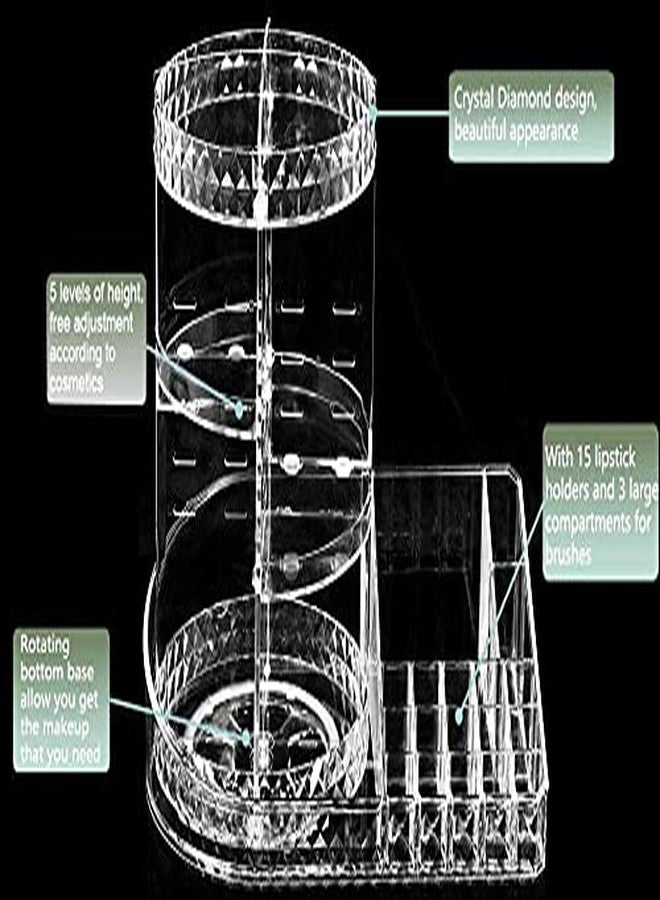 TRAY Acrylic Adjustable 360 Degree Rotating Large Capacity Cosmetics Carousel Makeup Organizer Tray Storage Rack Fits Toner, Creams, Makeup Brushes, Lipsticks and More (Transparent) - Image 5