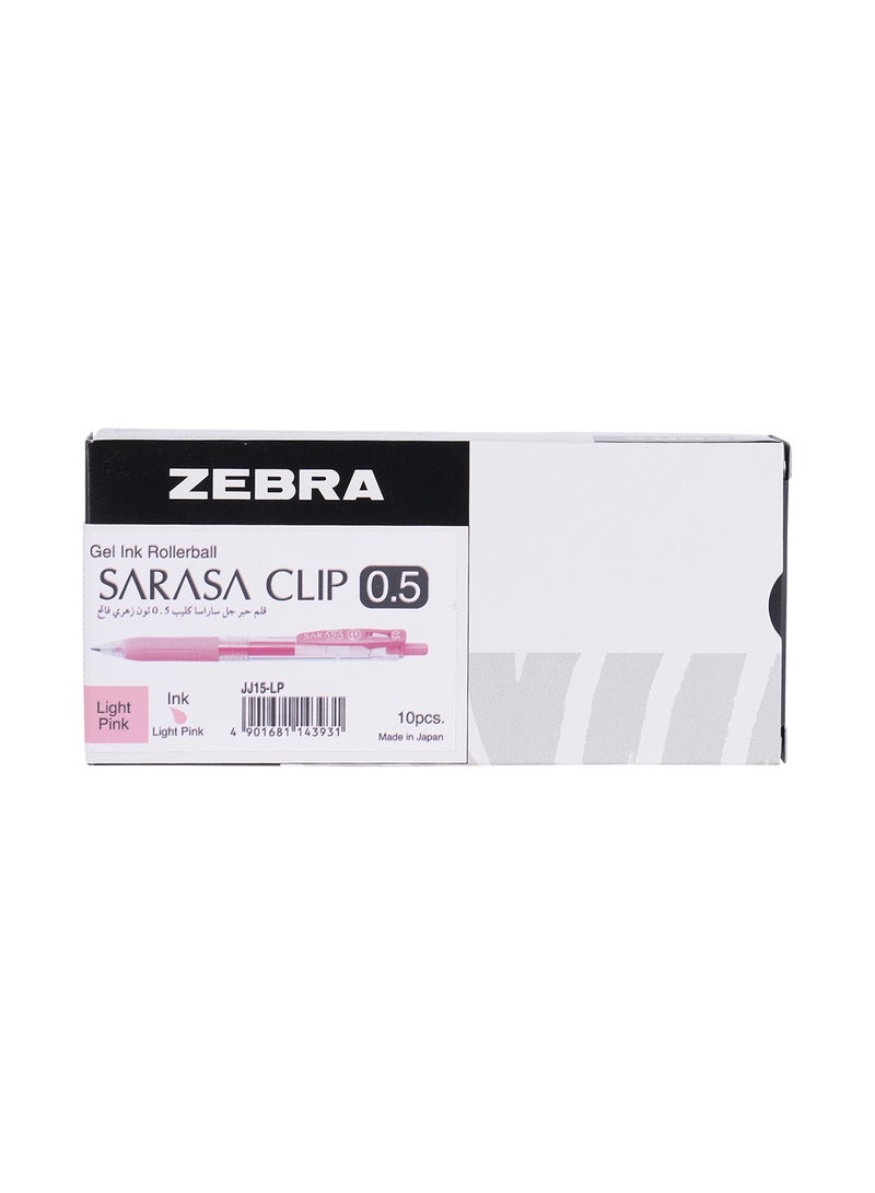 ZEBRA Sararsa Clip Light Pink Gel Pen 0.5mm, for Journaling , Sketching , Drawing , Note-Taking , Pack of 10 Pens - Image 1