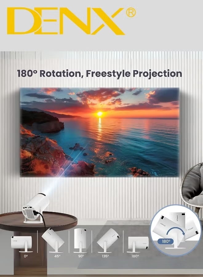 Denx DENX DX2591 Portable Smart Mini Projector, FHD 1080P, Built-in Wi-Fi, Android 11, 380° Rotation, Auto Horizontal Correction, 50,000 Hours LED Lifespan, 8GB Memory - Image 2