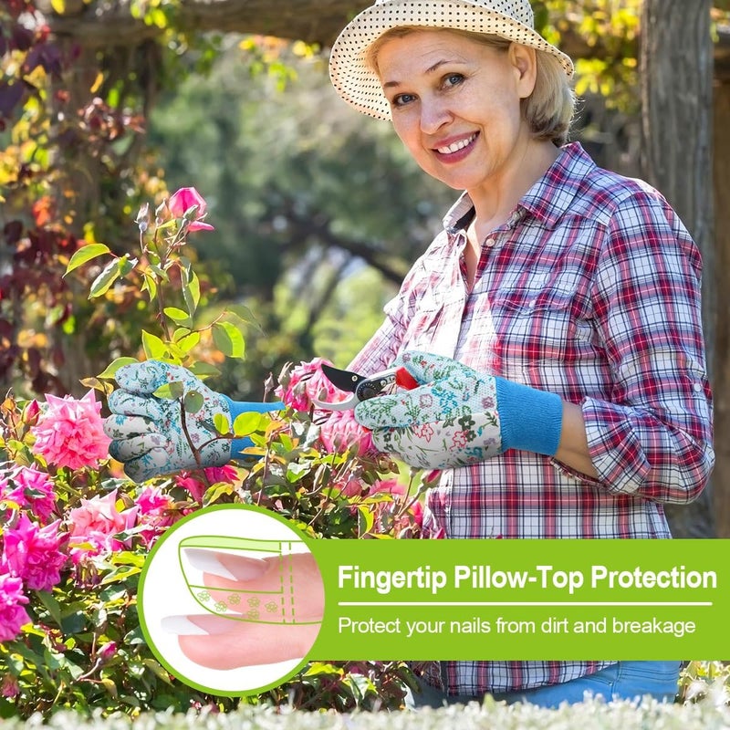 Ainiv Floral Gardening Gloves for Women/Ladies, Non-Slip Garden Work Gloves,Breathable Yard Work Glove Light Working Gloves - Image 3