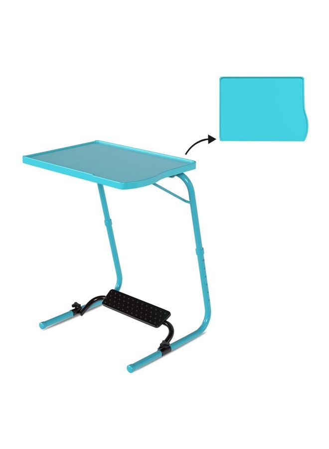 TABLE MAGIC - Laptop Table mat Finish, Lapdesk, Utility Multipurpose with footrest, Height Adjustable Table, Work at Home Study Table (TM Footrest- Aqua Blue, Large) - Image 1