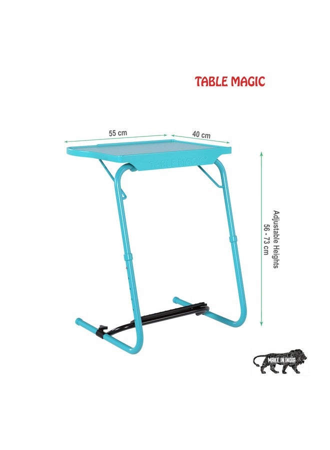 TABLE MAGIC - Laptop Table mat Finish, Lapdesk, Utility Multipurpose with footrest, Height Adjustable Table, Work at Home Study Table (TM Footrest- Aqua Blue, Large) - Image 4