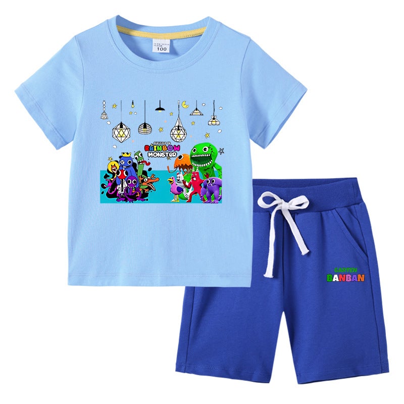 2023 Children'S T-Shirt Children'S Clothing Ins Korean Cotton Children'S Short-Sleeved Pants Two-Piece Suit - Image 4