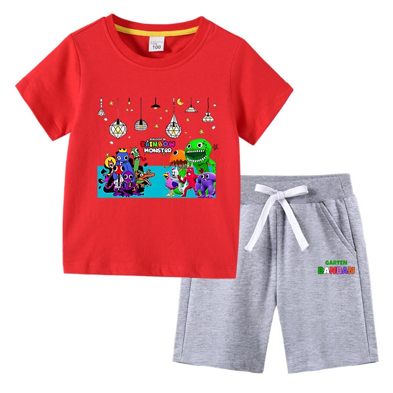 2023 Children'S T-Shirt Children'S Clothing Ins Korean Cotton Children'S Short-Sleeved Pants Two-Piece Suit - Image 5