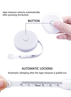 HAWAWA Body Measuring Tape, 2 Pack Retractable Measure Tape for Body Measuring 150cm, Lock Pin & Push Button Retract, Soft Tape Measure with Snap Button Closure for Body Sewing Tailor  - Image 4
