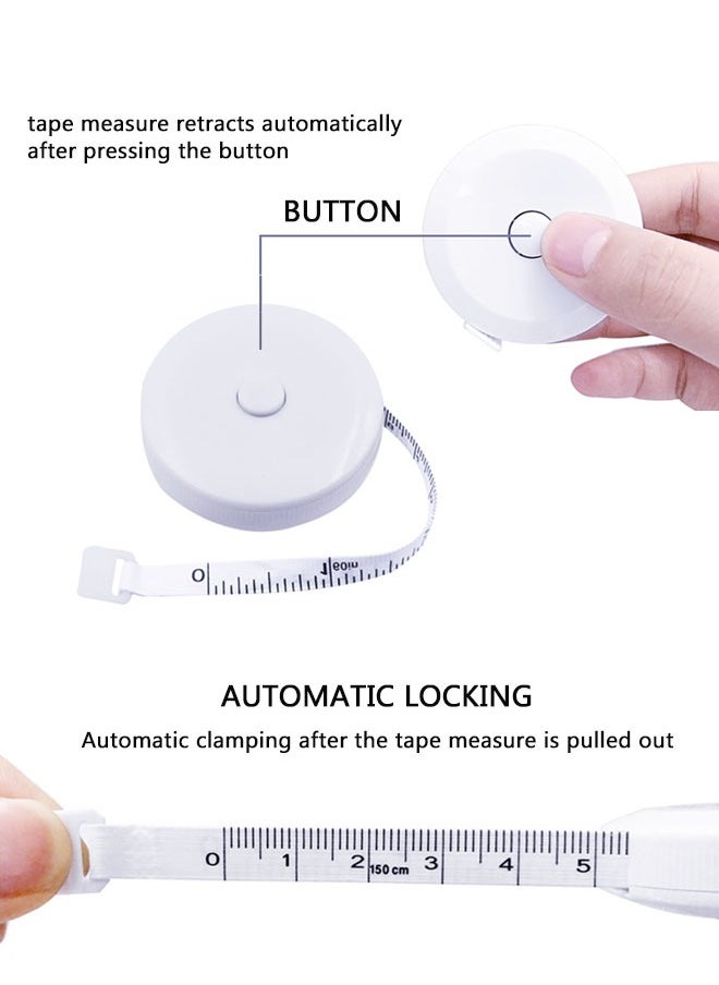 وهاواي Body Measuring Tape, 2 Pack Retractable Measure Tape for Body Measuring 150cm, Lock Pin & Push Button Retract, Soft Tape Measure with Snap Button Closure for Body Sewing Tailor  - Image 4