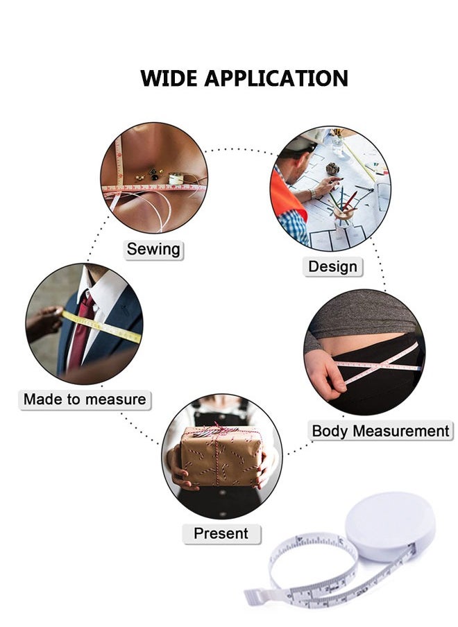 وهاواي - Body Measuring Tape, 2 Pack Retractable Measure Tape for Body Measuring 150cm, Lock Pin & Push Button Retract, Soft Tape Measure with Snap Button Closure for Body Sewing Tailor - Image 1