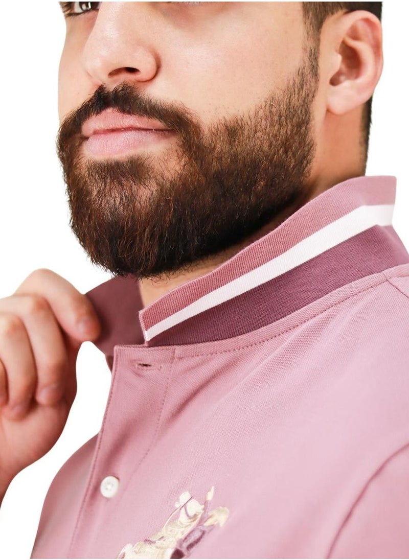 GIORDANO - Men's Napoleon Polo - Pink - Image 1