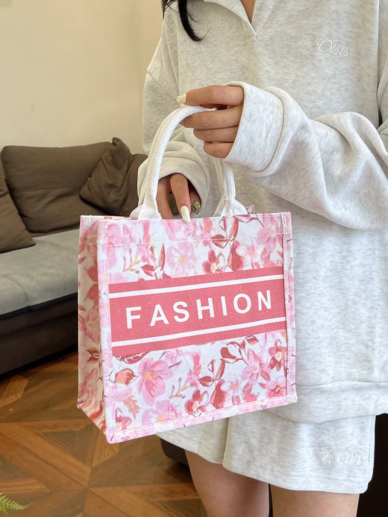 Vintage Handbag Fashion Trendy Canvas Bag Casual Letter Print Artistic Style Large Capacity Tote Bag - Image 5