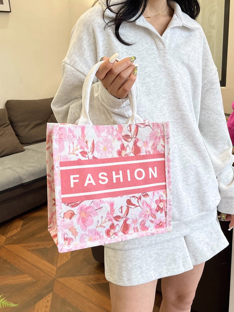 Vintage Handbag Fashion Trendy Canvas Bag Casual Letter Print Artistic Style Large Capacity Tote Bag - Image 4