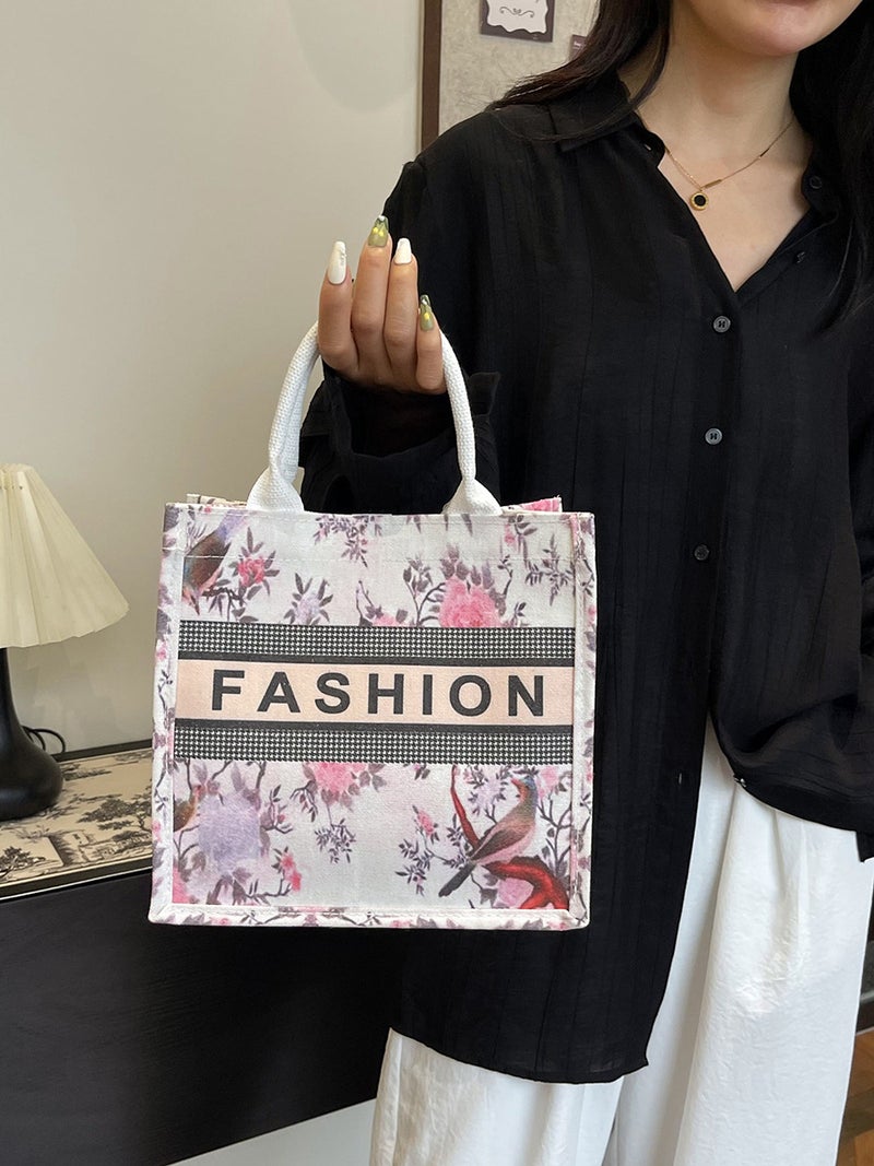 Vintage Handbag Fashion Trendy Canvas Bag Casual Letter Print Artistic Style Large Capacity Tote Bag - Image 3
