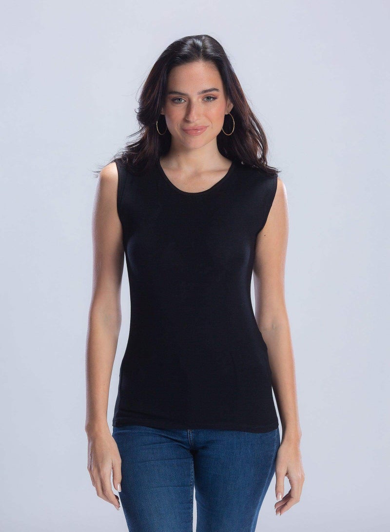 ROYAL  TEX Cotton Sleeveless Crew Neck Body Line Top For Women  - Image 1
