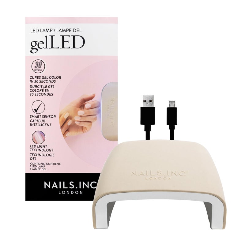 Nails Inc GelLED Portable LED Lamp, Cures in 30 Seconds, Nail Dryer for DIY Gel Nails, Easy Flash Cure Lamp, Automatic Sensor, Plug in USB Nail Light for Beginners, 5W, 1 Count - Image 1