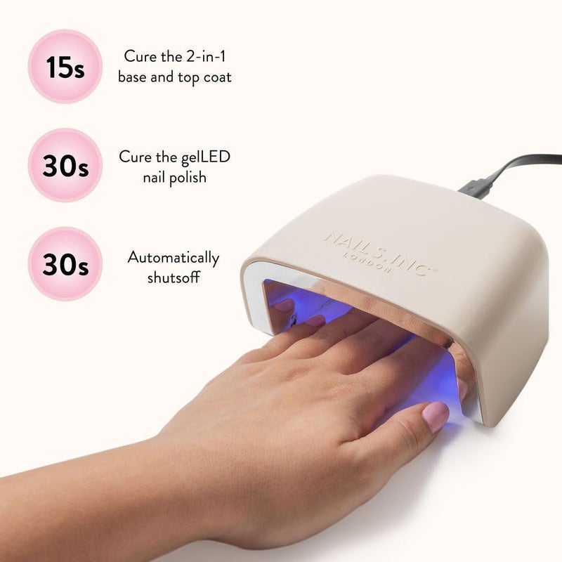 Nails Inc GelLED Portable LED Lamp, Cures in 30 Seconds, Nail Dryer for DIY Gel Nails, Easy Flash Cure Lamp, Automatic Sensor, Plug in USB Nail Light for Beginners, 5W, 1 Count - Image 5