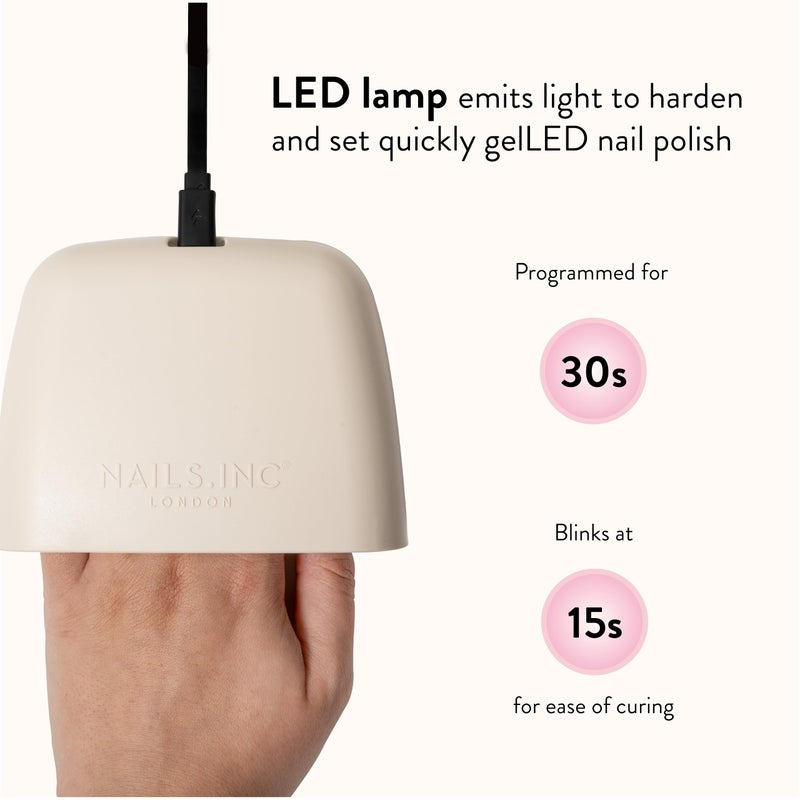 Nails Inc GelLED Portable LED Lamp, Cures in 30 Seconds, Nail Dryer for DIY Gel Nails, Easy Flash Cure Lamp, Automatic Sensor, Plug in USB Nail Light for Beginners, 5W, 1 Count - Image 3