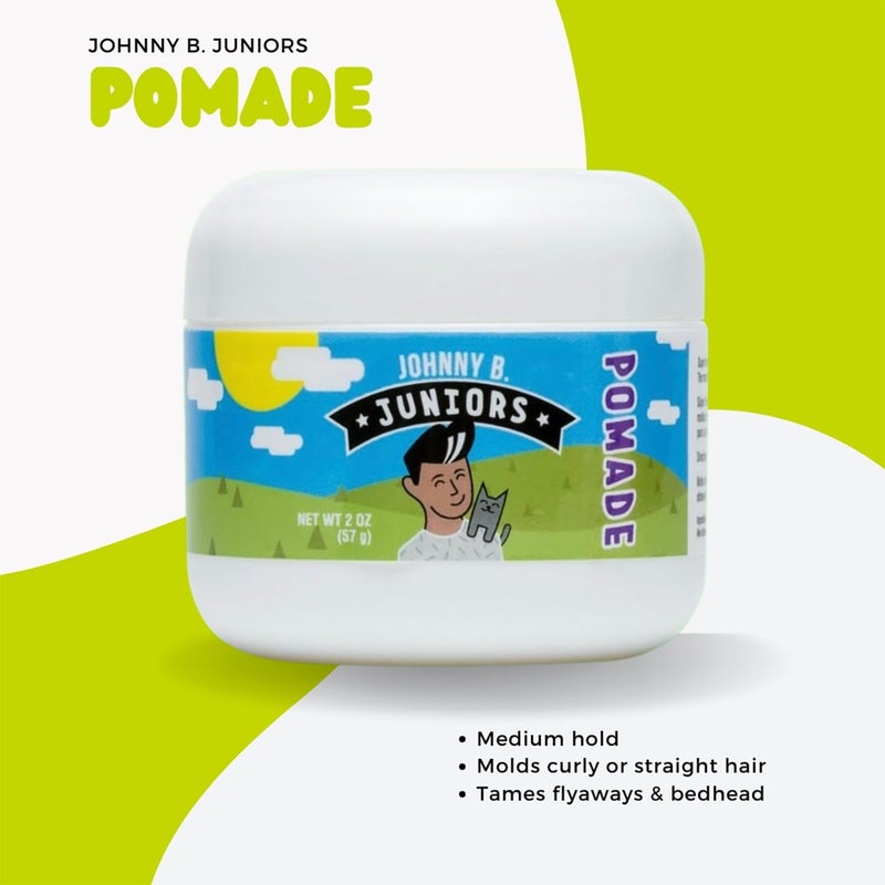 JOHNNY B. Juniors Hair Styling Pomade 2 oz. Jar Curly or Straight Hair for Kids - Image 1