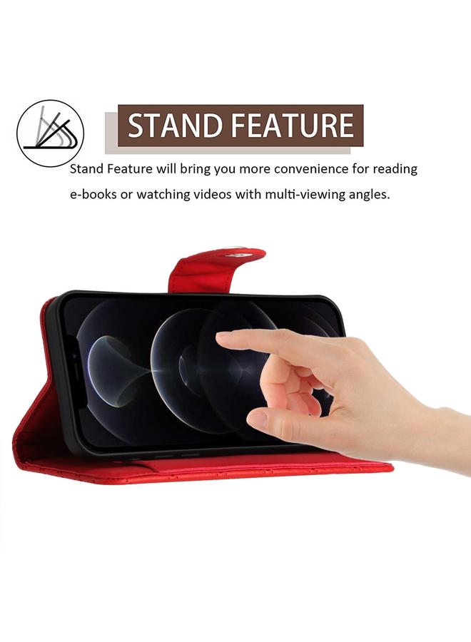 اس-توب جراب لهاتف iPhone 12 Pro Max مصنوع من الجلد بتصميم معيني مع حبل طويل - Image 4