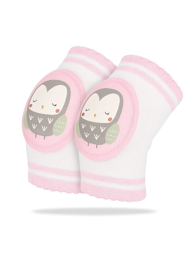 Cute Owl Baby Crawling Knee Pads - Pink & Protective - Image 2