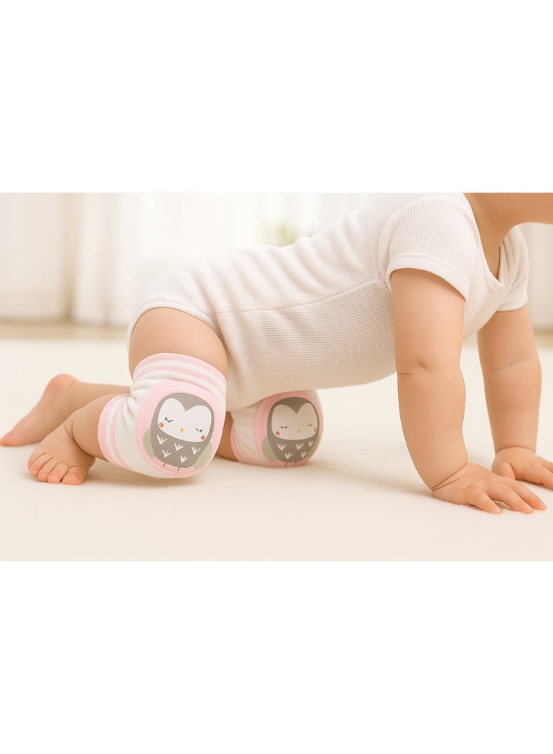 Cute Owl Baby Crawling Knee Pads - Pink & Protective - Image 4