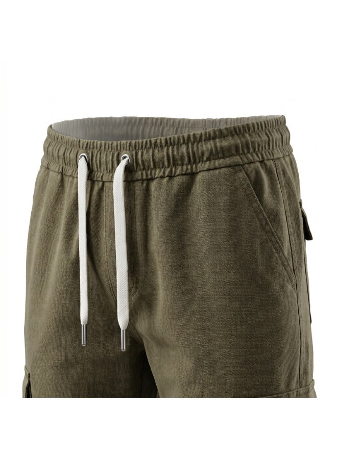Premium Cotton Cargo Jogger Pants for Men Multi Pocket Elastic Waist Gym Athletic Sweatpants Heavy Duty Tactical Casual Trousers Comfort Stretch Work Outdoor Pants Combat Cargoes for Youth - Image 4
