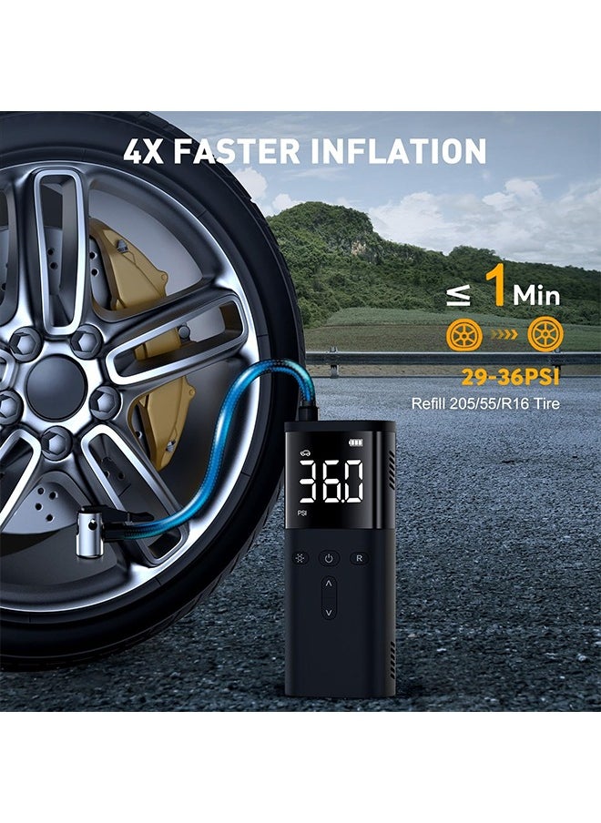 Generic Tire Inflator Portable Air Compressor, Cordless Air Pump for Car Tires, Accurate Pressure LCD Display, 150PSI Electric Bike Tire Pump with Pressure Gauge, LED Light for Motorcycle, Bicycle, Ball, Car Accessories  - Image 2