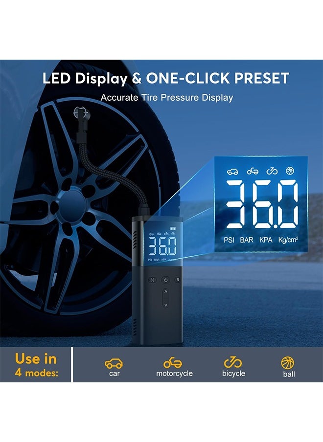 Generic Tire Inflator Portable Air Compressor, Cordless Air Pump for Car Tires, Accurate Pressure LCD Display, 150PSI Electric Bike Tire Pump with Pressure Gauge, LED Light for Motorcycle, Bicycle, Ball, Car Accessories  - Image 3