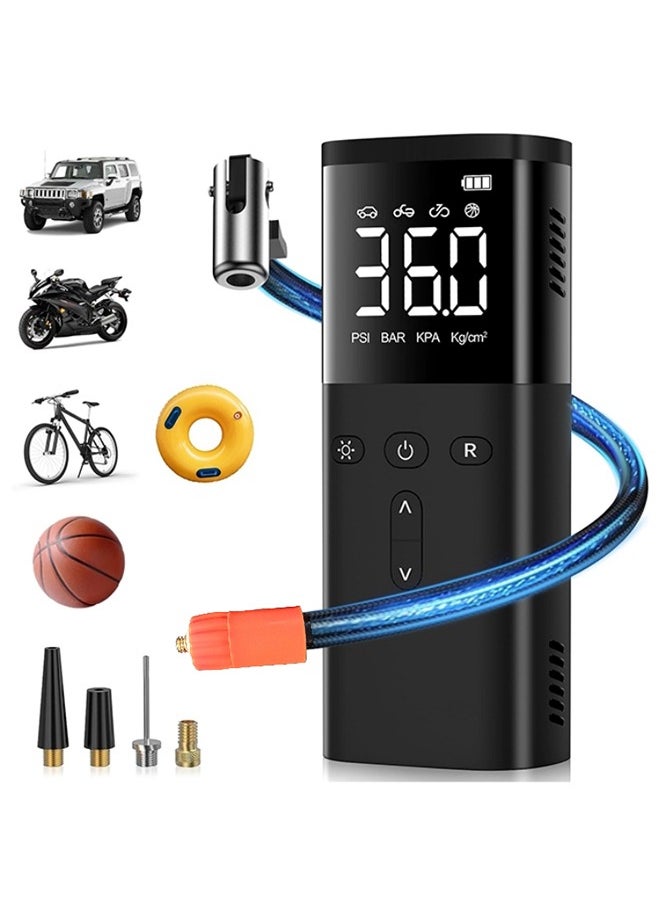 Generic Tire Inflator Portable Air Compressor, Cordless Air Pump for Car Tires, Accurate Pressure LCD Display, 150PSI Electric Bike Tire Pump with Pressure Gauge, LED Light for Motorcycle, Bicycle, Ball, Car Accessories  - Image 1