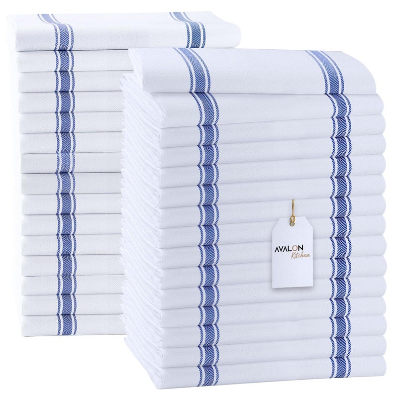Avalon Kitchen Dish Towels Set Value Pack of 30 Size 15x25 Inch 100 Cotton Soft Absorbent Kitchen Towels Tea Towels Reusable Cleaning Cloths for Household Cleaning Blue - Image 2