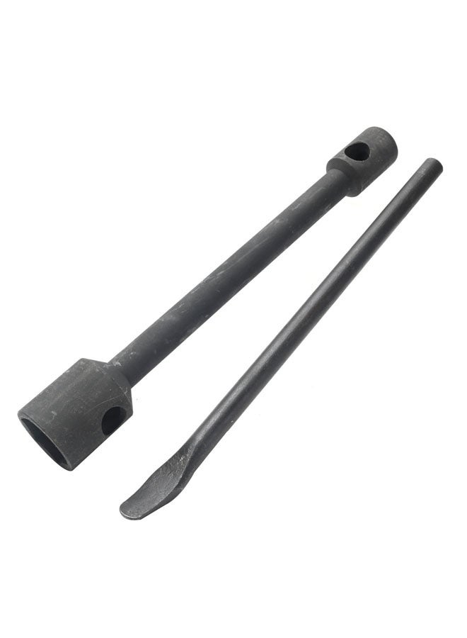 Black Double End Truck Wrench with Bar - 17x35mm - Dual Head Hex & Square Lug Wrench with Tommy Bar for Trucks, Buses, Tractors, Off-Road Vehicles, Wheel Nut Removal, Garage & Workshop Use - Image 4