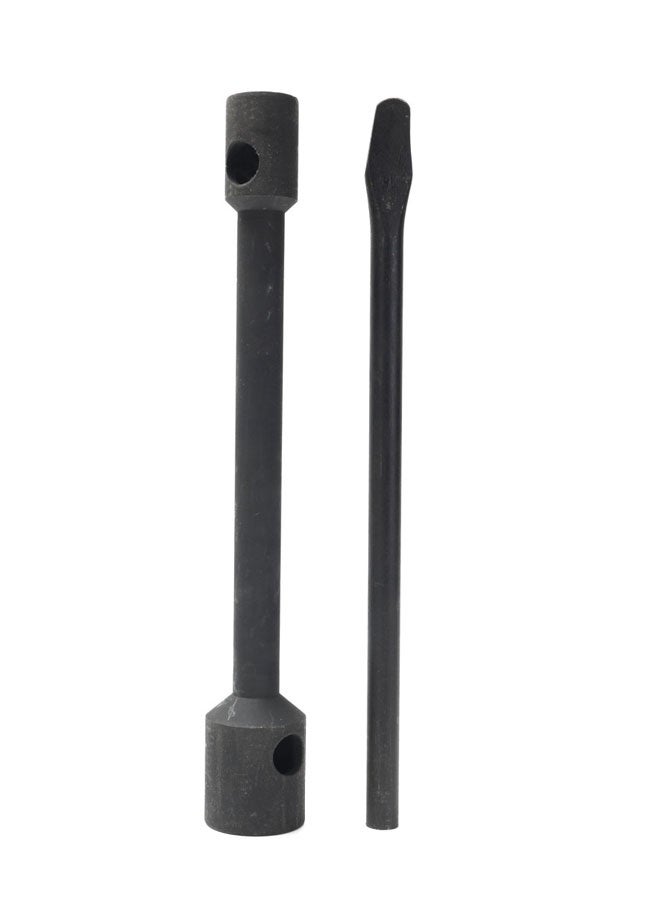 Black Double End Truck Wrench with Bar - 17x35mm - Dual Head Hex & Square Lug Wrench with Tommy Bar for Trucks, Buses, Tractors, Off-Road Vehicles, Wheel Nut Removal, Garage & Workshop Use - Image 2
