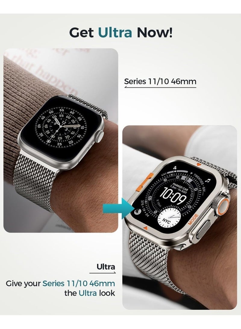 غلاف واقي معدني بتصميم مزدوج، مناسب لسلسلة Apple Watch 10/11 مقاس 46 ملم + واقي شاشة - Image 2