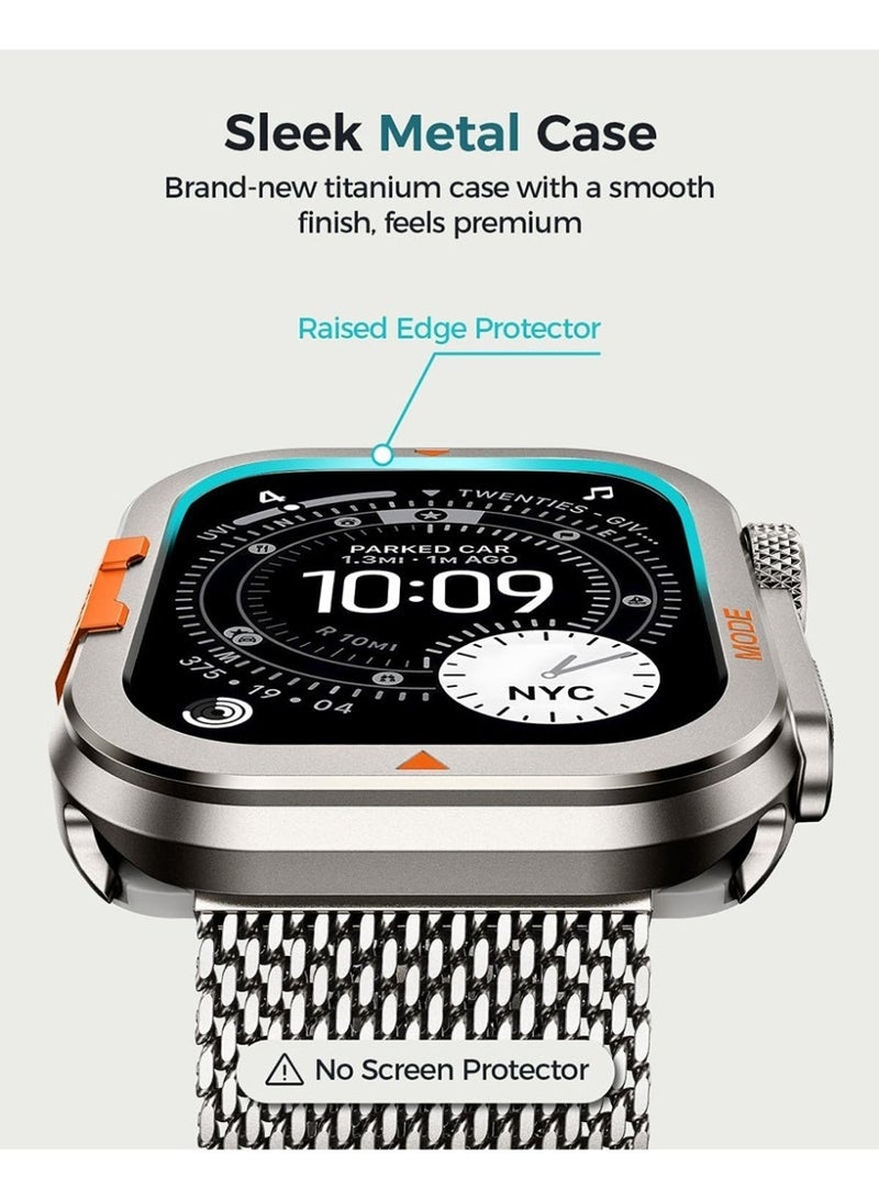 غلاف واقي معدني بتصميم مزدوج، مناسب لسلسلة Apple Watch 10/11 مقاس 46 ملم + واقي شاشة - Image 3